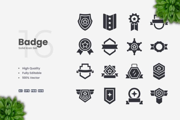 Badge Solid Icons: Clean Vector Graphics for Any Project