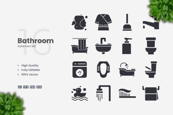 Bathroom Solid Icons: A Practical Icon Set for Digital and Print Projects