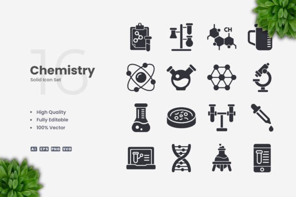 Chemistry Solid Icons for Modern Design