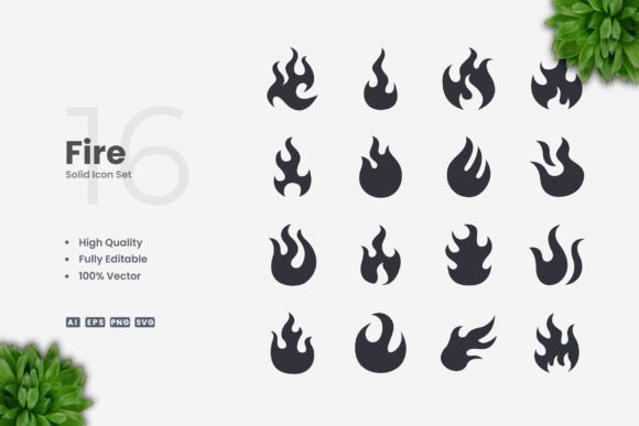 Fire Solid Icons – Simple, Scalable Vectors for Every Project