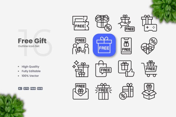 Free Gift Icons for Clean and Versatile Design