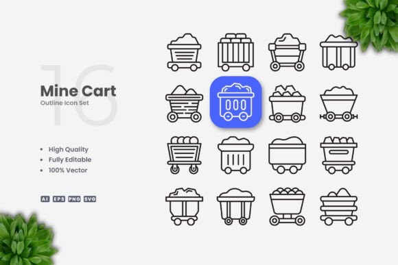 Mine Cart Icons: Simple and Clean Vector Graphics for Modern Design Projects