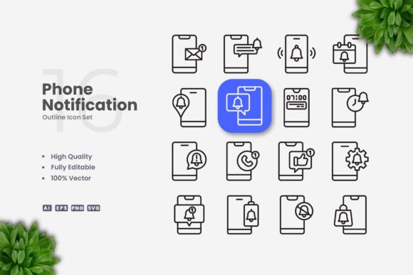Phone Notification Icons for Clean and Versatile Design Projects