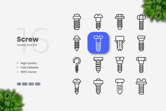 Screw Icons for Modern Design Needs