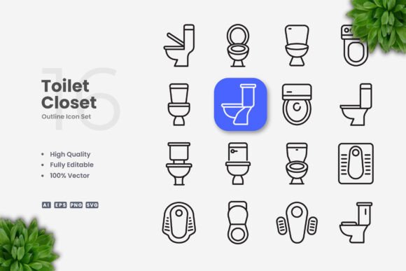 Simple Toilet Icons for Clean Design Projects