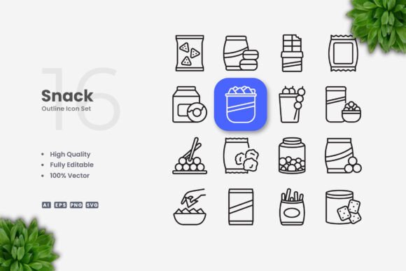 Snack Icons: Simple and Clean Vector Icons for Professional Design Projects