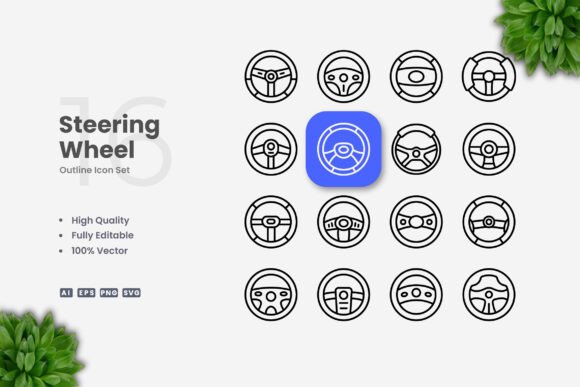 Steering Wheel Icons for Clean Modern Design
