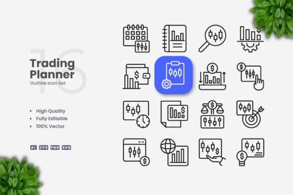 Trading Planner Icons: Simple, Clean Vector Graphics for Every Platform