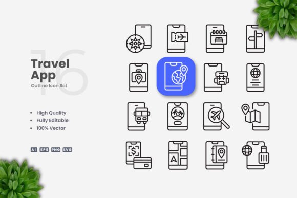 Travel App Icons for Clean, Professional Design Work