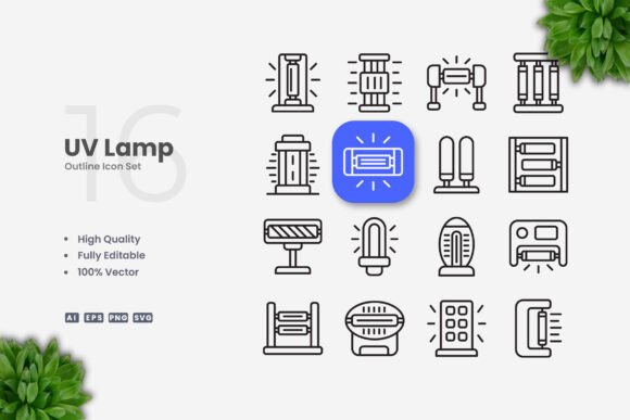UV Lamp Icons as Versatile Visual Assets for Digital and Print Design
