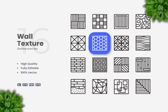 Wall Texture Icons: Versatile Visual Tools for Professional Design Projects
